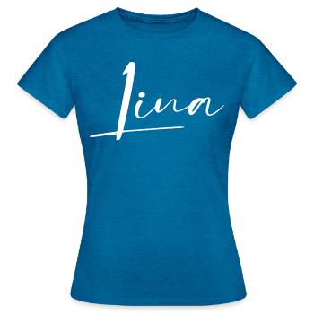 Lina - T-shirt Femme - bleu saphir antique chiné - Devant - AI Model Female 172 dark (172cm)