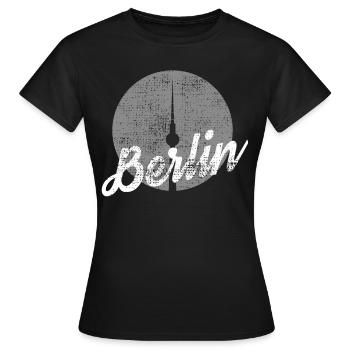 Tour de télévision vintage de Berlin - T-shirt Femme - noir - Devant - AI Model Female 172 dark (172cm)
