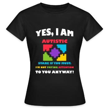 Sensibilisation à l'autisme autistique - T-shirt Femme - noir - Devant - AI Model Female 172 dark (172cm)