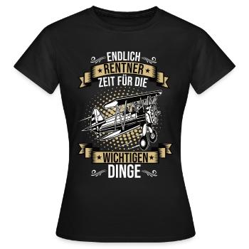 Endlich Rentner Modellflugzeug Modellflug Flug - Frauen T-Shirt - Schwarz - Vorne - AI Model Female 172 dark (172cm)