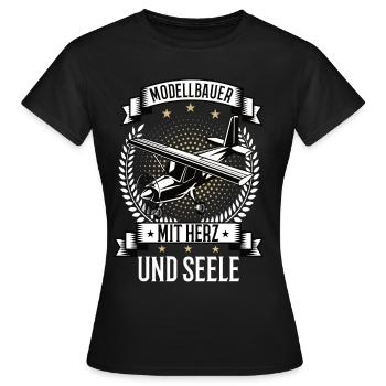 Modellbauer mit Herz und Seele Modellflugzeug - Frauen T-Shirt - Schwarz - Vorne - AI Model Female 172 dark (172cm)