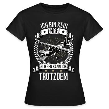 Ich bin kein Engel Modellflugzeug Flugzeug Flug - Frauen T-Shirt - Schwarz - Vorne - AI Model Female 172 dark (172cm)