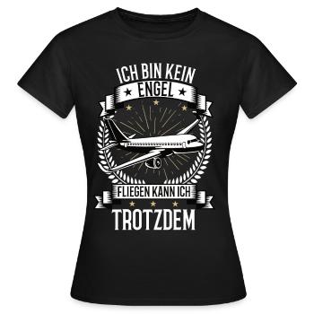 Ich bin kein Engel Flugzeug Flug Pilot Piloten - Frauen T-Shirt - Schwarz - Vorne - AI Model Female 172 dark (172cm)