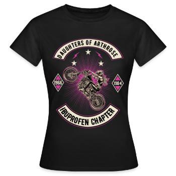 Daughters of Arthrose Bikerin Frauenpower Bikeroma - Frauen T-Shirt - Schwarz - Vorne - AI Model Female 172 dark (172cm)