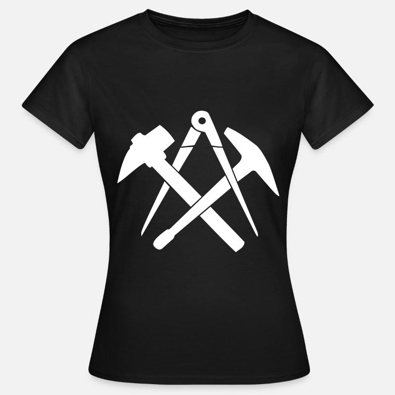 Dachdecker Handwerkszeichen Zunftzeichen - Frauen T-Shirt - Schwarz