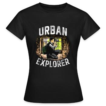 Lost Places Photographe Urbex Urbexer Urban Explorer - T-shirt Femme - noir - Devant - AI Model Female 172 dark (172cm)