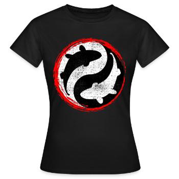 Koi Ying Yang - Women's T-Shirt - black - Front - AI Model Female 172 dark (172cm)
