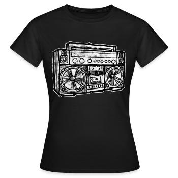 Kassette Ghetto Blaster Hip Hop - Frauen T-Shirt - Schwarz - Vorne - AI Model Female 172 dark (172cm)