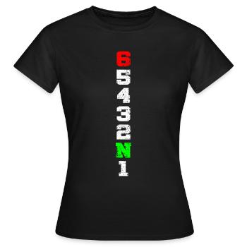 Motorrad Gangschaltung - Frauen T-Shirt - Schwarz - Vorne - AI Model Female 172 dark (172cm)