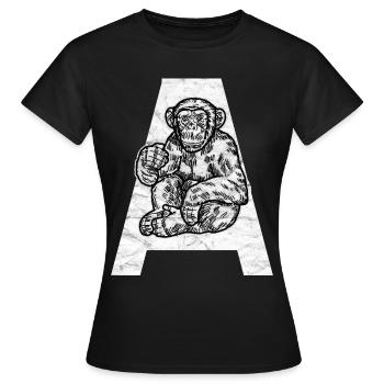 Affe Primat Schimpanse - Frauen T-Shirt - Schwarz - Vorne - AI Model Female 172 dark (172cm)