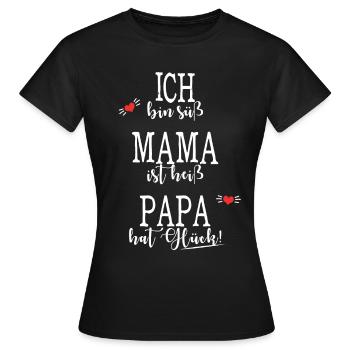 Papa Mama Baby Vatertag Glueck - Frauen T-Shirt - Schwarz - Vorne - AI Model Female 172 dark (172cm)