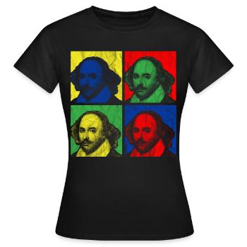 POP ART SHAKESPEARE - T-shirt Femme - noir - Devant - AI Model Female 172 dark (172cm)