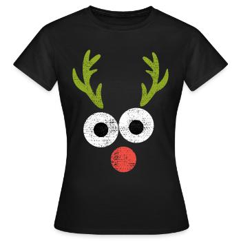 Rentier Rudolph mit der roten Nase - Frauen T-Shirt - Schwarz - Vorne - AI Model Female 172 dark (172cm)