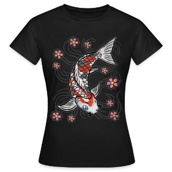 Étang de carpes de poissons - T-shirt Femme - noir - Devant - AI Model Female 172 dark (172cm)