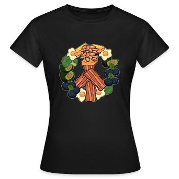 Peace Zeichen Keto Vegan Gemuese - Frauen T-Shirt - Schwarz - Vorne - AI Model Female 172 dark (172cm)