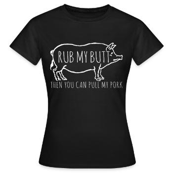 Schweinefleisch Metzger Lustig Spruch - Frauen T-Shirt - Schwarz - Vorne - AI Model Female 172 dark (172cm)