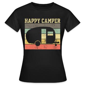 Campen Camping Gluecklich - Frauen T-Shirt - Schwarz - Vorne - AI Model Female 172 dark (172cm)
