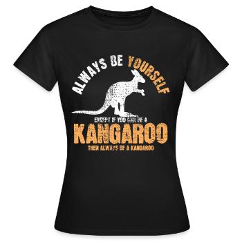 KANGAROO SHIRT - Frauen T-Shirt - Schwarz - Vorne - AI Model Female 172 dark (172cm)