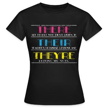 English grammar lesson grammar police - Women's T-Shirt - black - Front - AI Model Female 172 dark (172cm)