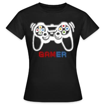 Spielkonsolen-Spieler - Frauen T-Shirt - Schwarz - Vorne - AI Model Female 172 dark (172cm)