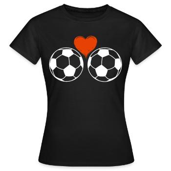 Soccer Shirt Funny Balls with Heart - Women's T-Shirt - black - Front - AI Model Female 172 dark (172cm)