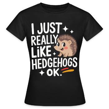 hérisson animal épineux hérisson - T-shirt Femme - noir - Devant - AI Model Female 172 dark (172cm)
