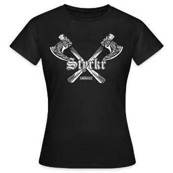 Strength in Old Norse - Germanic - Women's T-Shirt - black - Front - AI Model Female 172 dark (172cm)