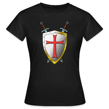 Templer Schild und Schwerter - Tempelritter - Frauen T-Shirt - Schwarz - Vorne - AI Model Female 172 dark (172cm)