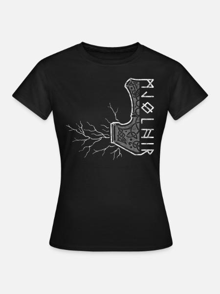 Der Hammer von Thor mit Blitzen - Mjölnir - Dame-T-shirt - sort