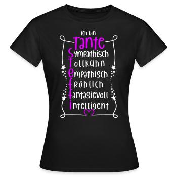 Steffi - beste Tante - Frauen T-Shirt - Schwarz - Vorne - AI Model Female 172 dark (172cm)