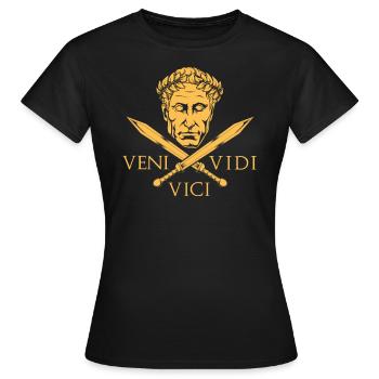 Caesar und Schwerter - Veni Vidi Vici - Frauen T-Shirt - Schwarz - Vorne - AI Model Female 172 dark (172cm)