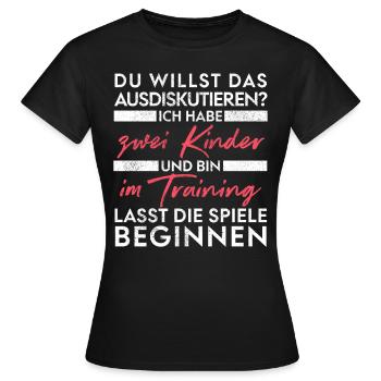 Du willst das ausdiskutieren - Vater Kinder - Frauen T-Shirt - Schwarz - Vorne - AI Model Female 172 dark (172cm)