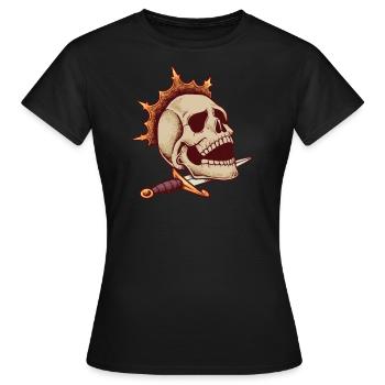 Dolch und Krone - majestätischer Schädel - Frauen T-Shirt - Schwarz - Vorne - AI Model Female 172 dark (172cm)