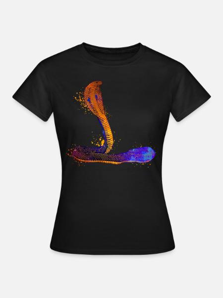 Farbenfrohe Kobra - Frauen T-Shirt - Schwarz