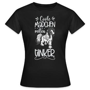 Coole Mädchen reiten Tinker - Frauen T-Shirt - Schwarz - Vorne - AI Model Female 172 dark (172cm)