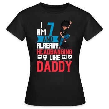 Ich bin 7 - Jungen Rocker - Frauen T-Shirt - Schwarz - Vorne - AI Model Female 172 dark (172cm)