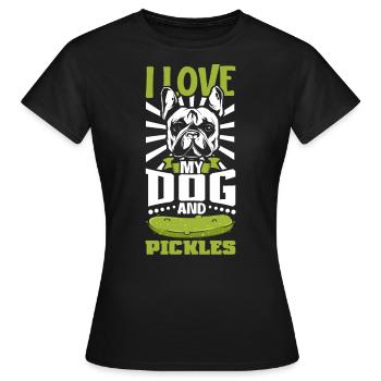 J’aime mon chien et mes cornichons - Concombres - T-shirt Femme - noir - Devant - AI Model Female 172 dark (172cm)