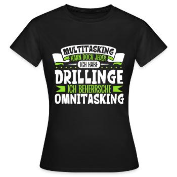 Multitasking kann jeder - Vater von Drillingen - Frauen T-Shirt - Schwarz - Vorne - AI Model Female 172 dark (172cm)