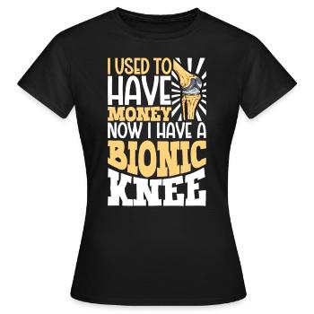 J’ai un genou en titane - T-shirt Femme - noir - Devant - AI Model Female 172 dark (172cm)