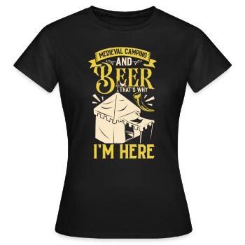 Camp médiéval et bière - Medieval Camping - T-shirt Femme - noir - Devant - AI Model Female 172 dark (172cm)
