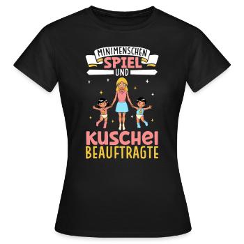 Minimenschen Spiel und Kuschel Beauftragte - Frauen T-Shirt - Schwarz - Vorne - AI Model Female 172 dark (172cm)