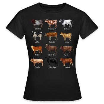 Rinder Zeichnungen - Kuhmotiv - Frauen T-Shirt - Schwarz - Vorne - AI Model Female 172 dark (172cm)