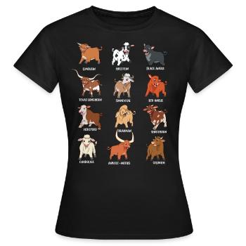 Verschiedene Kawaii Kühe - Frauen T-Shirt - Schwarz - Vorne - AI Model Female 172 dark (172cm)