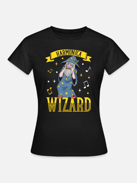 Harmonica Wizard - Mundharmonika - Frauen T-Shirt - Schwarz