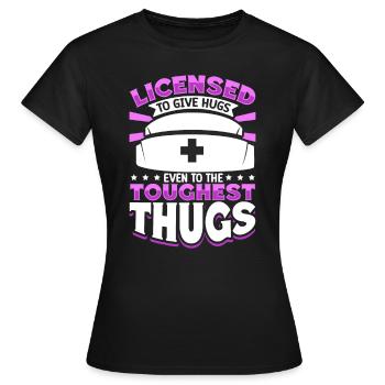 Harte Kerle pflegen - Pflegekraft im Strafvollzug - Frauen T-Shirt - Schwarz - Vorne - AI Model Female 172 dark (172cm)