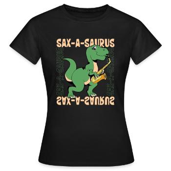 Sax-A-Saurus - TREX on saxophone - Women's T-Shirt - black - Front - AI Model Female 172 dark (172cm)