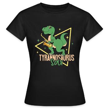 Tyrannosaurus Sax - TREX on saxophone - Women's T-Shirt - black - Front - AI Model Female 172 dark (172cm)