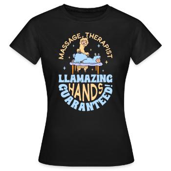 Llamazing mains garanties - Massage - T-shirt Femme - noir - Devant - AI Model Female 172 dark (172cm)