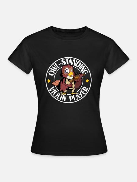 Eule an der Geige - Frauen T-Shirt - Schwarz