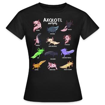Verschiedene Kawaii Axolotltypen - Frauen T-Shirt - Schwarz - Vorne - AI Model Female 172 dark (172cm)